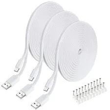 3PCS 10FT Flat Micro USB Cable Power Extension Cord for Wyze Cam, WyzeCam Pan...