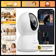 4K Indoor Security Camera, Pet Monitor with App, AI Human Detection, 360° Pan/Ti