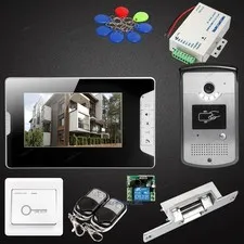 7inch Wired Video Door Phone Intercom System Electric Strike Lock Set Included