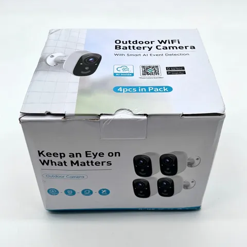 4 Pack White 2K Wireless Wi-Fi Outdoor Home Security Camera Model CG6
