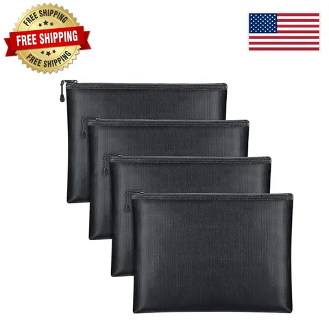4 Large A4 Fireproof and Waterproof Document Bags - Perfect for Travel & Home