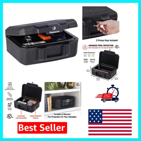 Compact Fireproof Money Safe with Key Lock - Ultimate Protection for Valuables