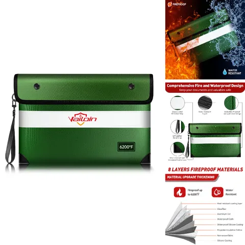 Vailoin Fireproof Money Bag For Cash 6200 Insulated Fire And Waterproof
