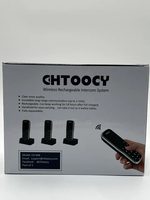CHTOOCY CH-668 Wireless Intercom System 3 Pack 1 Mile Range Rechargeable Works