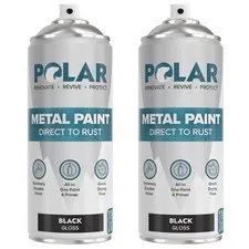 Polar Gloss Black Direct to Rust Spray Paint - 2 x 13.5 Fl Oz - Protect and S...