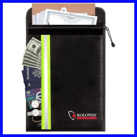 Fireproof Envelope for Cash, Legal Documents Safe 15 x 11 inch with 2 Pockets...