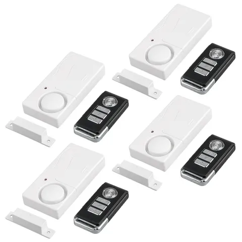 4 Packs Magnetic Sensor Door Window Safety Burglar Alarm Wireless Remote Control