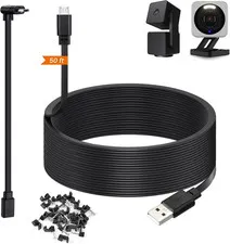 50Ft Power Cable for Wyze Cam V4, Pan V3, OG, V3 and V3 Pro Gameras, Black