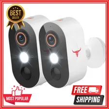 2 Pack Wireless Security Camera System Smart Night Vision Outdoor WiFi Cameras