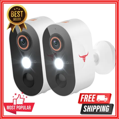 2 Pack Wireless Security Camera System Smart Night Vision Outdoor WiFi Cameras