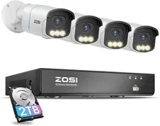 ZOSI 8CH 4K C186 Aurora Lux POE Security Camera System Night Vision Audio 2TB
