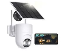 2K Solar Security Camera Wireless Outdoor 2.4GHz WiFi Color Night Vision 