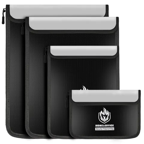 4 Pack Fireproof Document Bags Waterproof Pouch Zipper Fire Resistant Legal A4