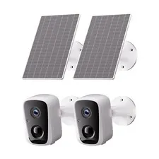 2PCS 4MP Solar Wifi Security Camera Wireless 2-Way Audio Color Night Vision IP66