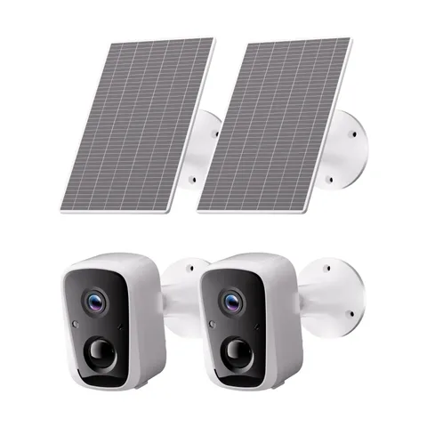 2PCS 4MP Solar Wifi Security Camera Wireless 2-Way Audio Color Night Vision IP66