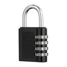 Combination Padlock (Large, Black), 4-Digit Shackle Code Locks