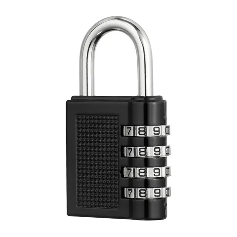 Combination Padlock (Large, Black), 4-Digit Shackle Code Locks