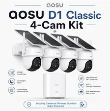 AOSU Solar Security Cameras Outdoor Wireless,4 Cam-Kit,2K Color Night Vision