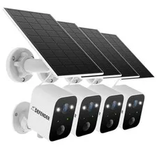 Defender Outdoor 4 Camera Solar Mounted Micro SD (not included) New FreeShip