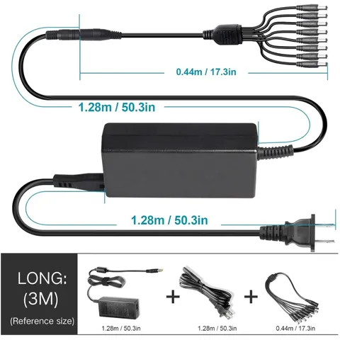 12V 5A Security Camera Power Adapter + 8-Way Splitter