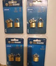 Luggage Locks lot of 7 Tru-Guard, 3/4", 20 mm Wide, Solid Body Brass Padlock