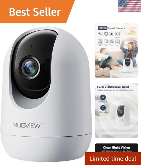 2K Indoor Security Camera with 360° View - Pet & Baby Monitor with App Control
