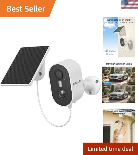 Security Camera Wireless Outdoor, 4MP Recharge Battery Powered WiFi Camera wi...