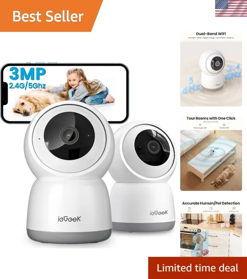 2K Indoor Security Camera, 5G/2.4G WiFi Pet Cameras for Home Security, 360° D...
