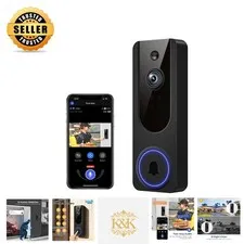 Battery-Powered 1080p Video Doorbell: Night Vision & AI Human Detection Included