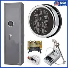 Safe Lock Replacement Chrome Keypad Safe Electronic Lock Solenoid 2 Keys Lock US