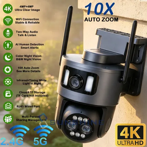 Camaras De Seguridad Wifi Inalambricas 10X Zoom Sensor Movimiento Para Exterior