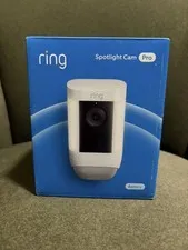 Ring Spotlight Cam Pro Battery, 2-Way Talk, Night Vision, Security Siren, White