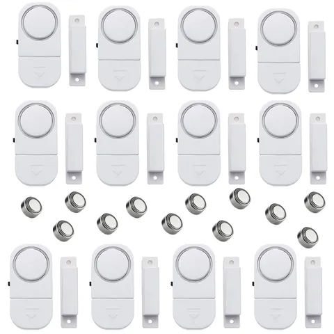 12 Pack Wireless Security Window/Door Alarm, 2.52" x 1.67" x 0.66, 12