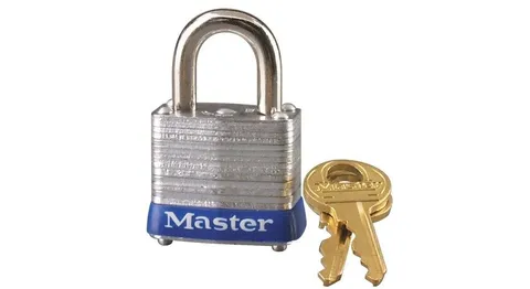 Master Lock Steel Padlock 1-1/8" W, 9/16" H, 3/16" D Keyed Alike