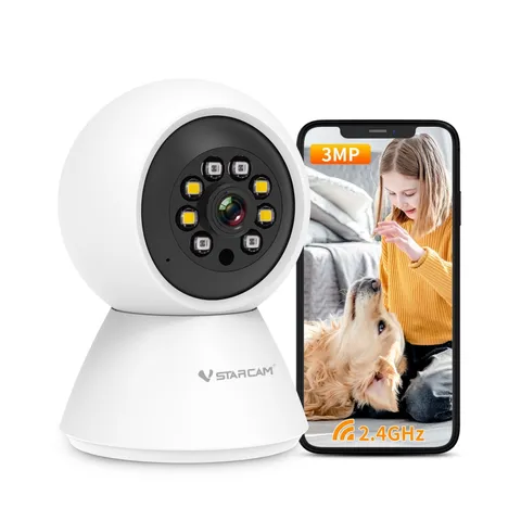 VSTARCAM 3MP 2K Indoor Security Camera, 2.4GHz WiFi Pet Camera with 355° Pan ...