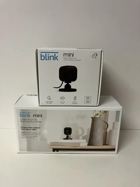 (3) Blink Mini 2 Indoor Plug in Smart Security Cameras + One Blink Mini SEALED
