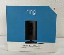 Ring Stick Up Cam Indoor Outdoor 1080p Wi-Fi Plug-In Security Camera Open Box