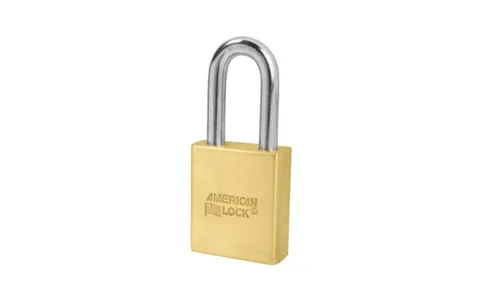 American Lock 2" L Solid Brass Padlock, 5/16" D Hardened Shackle, No Cylinder
