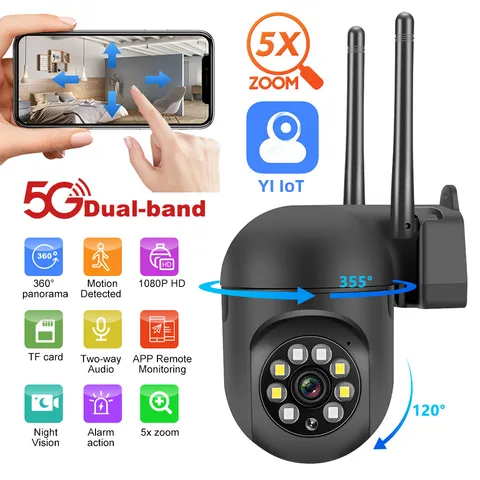 5G 1080P 360° Camara De Seguridad WIFI Inalambrica Para Casa Exterior Con Audio