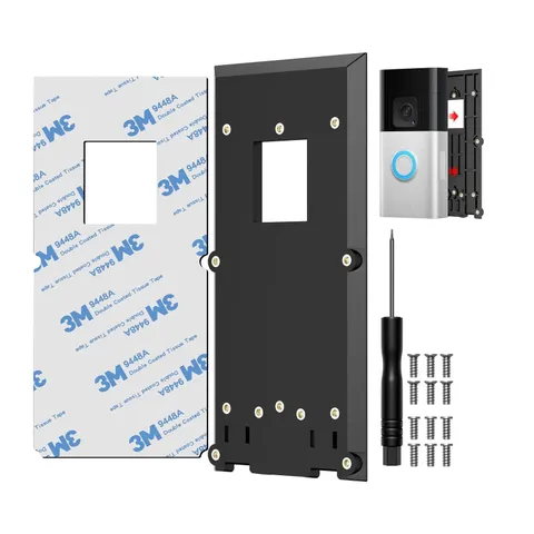 No-Drill Ring Doorbell Mount, Adhesive Doorbell Mounting Bracket Compatible w...