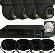 PoE Security Camera System Surveillance NVR Kits, 4pcs Cameras nvr, Black