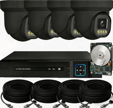 PoE Security Camera System Surveillance NVR Kits, 4pcs Cameras nvr, Black