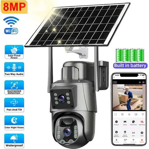 Outdoor Solar Security Cameras WiFi 8MP Night Vision PIR Sensor Surveillance LOT