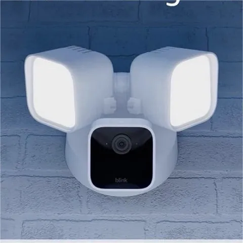 Blink Wired Floodlight Camera Hardwired Outdoor White Two-Way Audio Motion