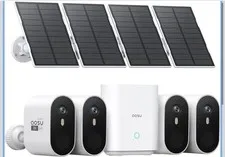 AOSU 2K QHD Solar Wireless Security Camera 4 Cameras Base 32GB Wide Angle