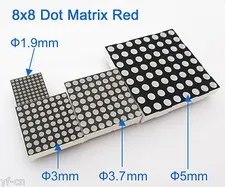10pcs 8x8 Dot Matrix Red LED Display Common Anode Cathode 1.9mm/3mm/3.7mm/5mm