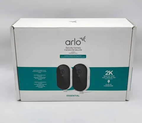 Arlo Essential 2K Indoor / Outdoor Security Cameras 2025 Wired 2-Pack White NIB