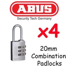  Combination Padlocks - Resettable ABUS 20mm  x4  BULK LOT High quality - SILVER