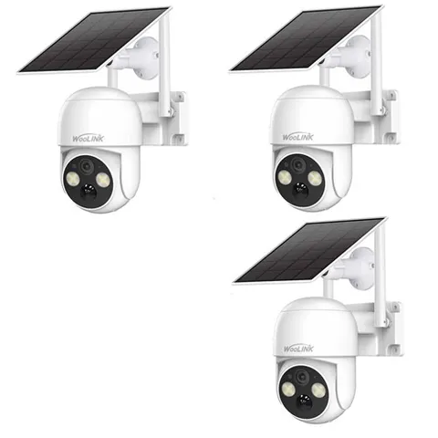 3 Pk Solar Security Camera 4MP Wireless Outdoor Solar Battery WiFi Smart Home