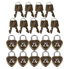 10Pcs Rustproof Heart Padlock for Travel Suitcase Home Use Iron